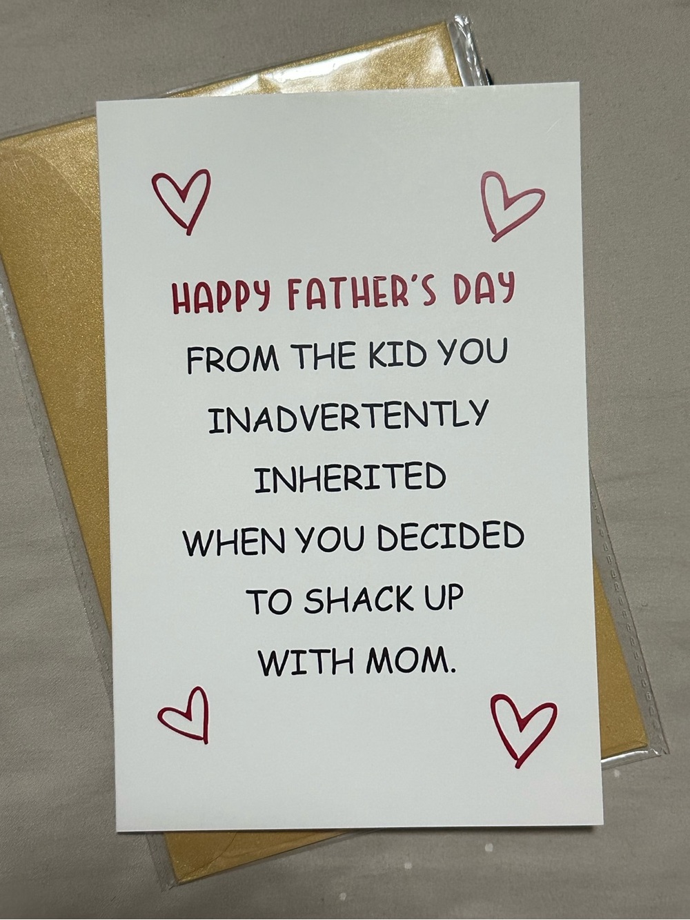 Funny Step Dad Father’s Day Card Shack Up With Mom with Gold Envelope